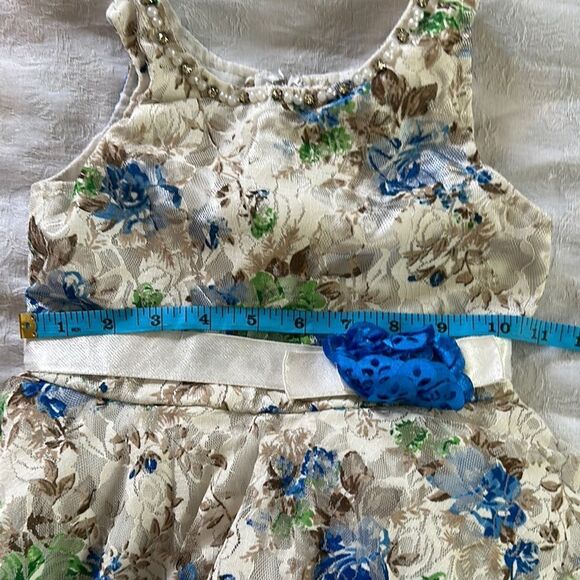 Sundress Blue and Green Sleeveless Scoop Neck for Dress Up Party - Picture 5 of 9